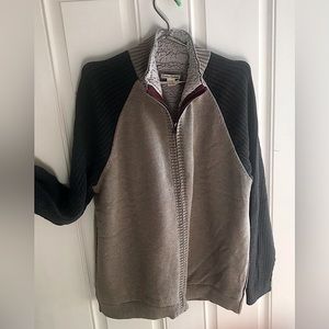 Carbon 2 Cobalt Mens full zip sherpa lined sweater cardigan, size Large EUC